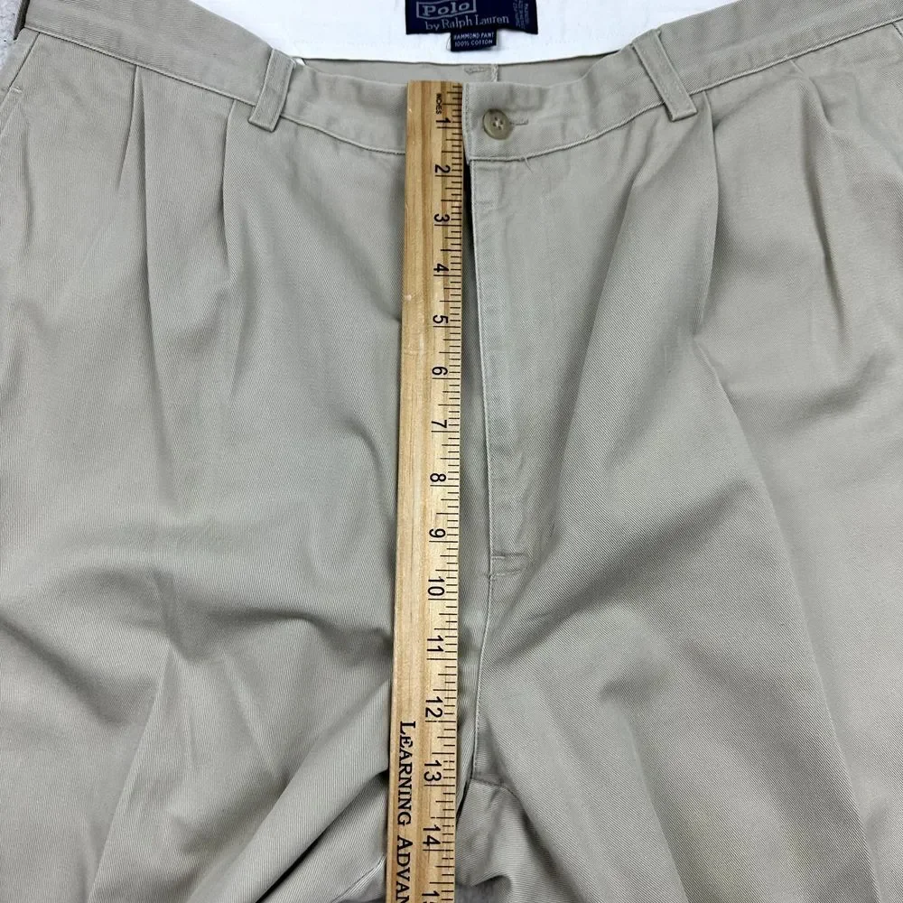 Polo Ralph Lauren Hammond Chino‎ Pants Men's 38X27 Beige Pleated Straight Cuffed